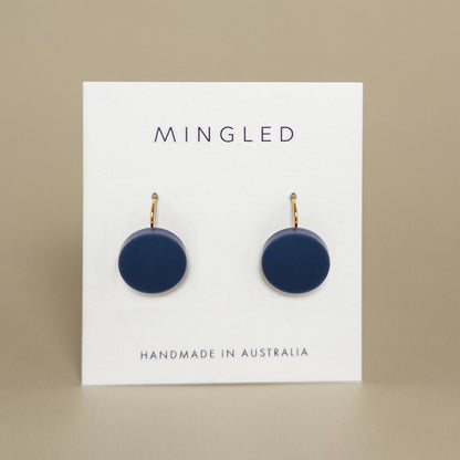 Orb Drop Earrings - Matte Navy Blue - Mingled