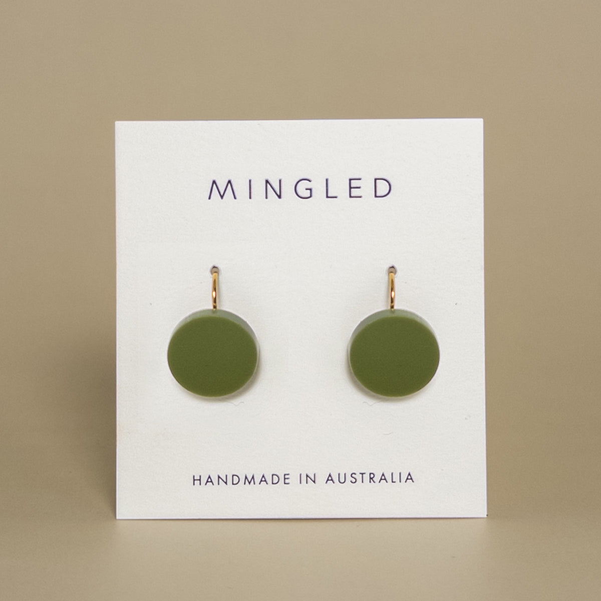 Orb Drop Earrings - Matte Olive Green