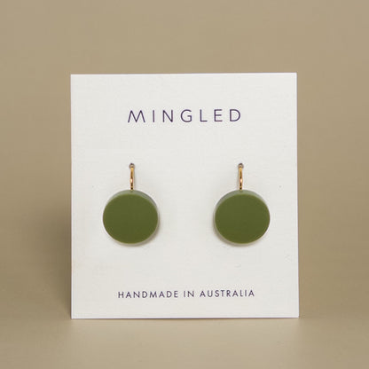 Orb Drop Earrings - Matte Olive Green - Mingled