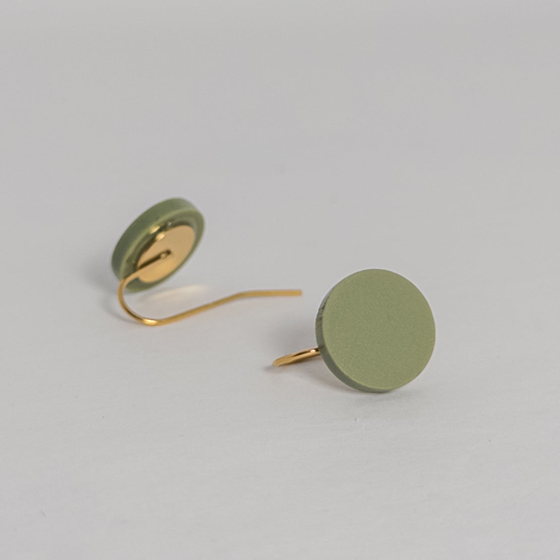Orb Drop Earrings - Matte Olive Green