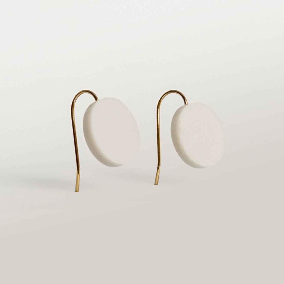 Orb Drop Earrings - Matte Ivory Beige