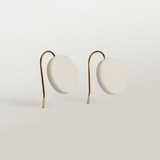 Orb Drop Earrings - Matte Ivory Beige