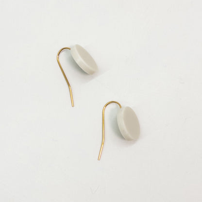 Orb Drop Earrings - Matte Ivory Beige - Mingled