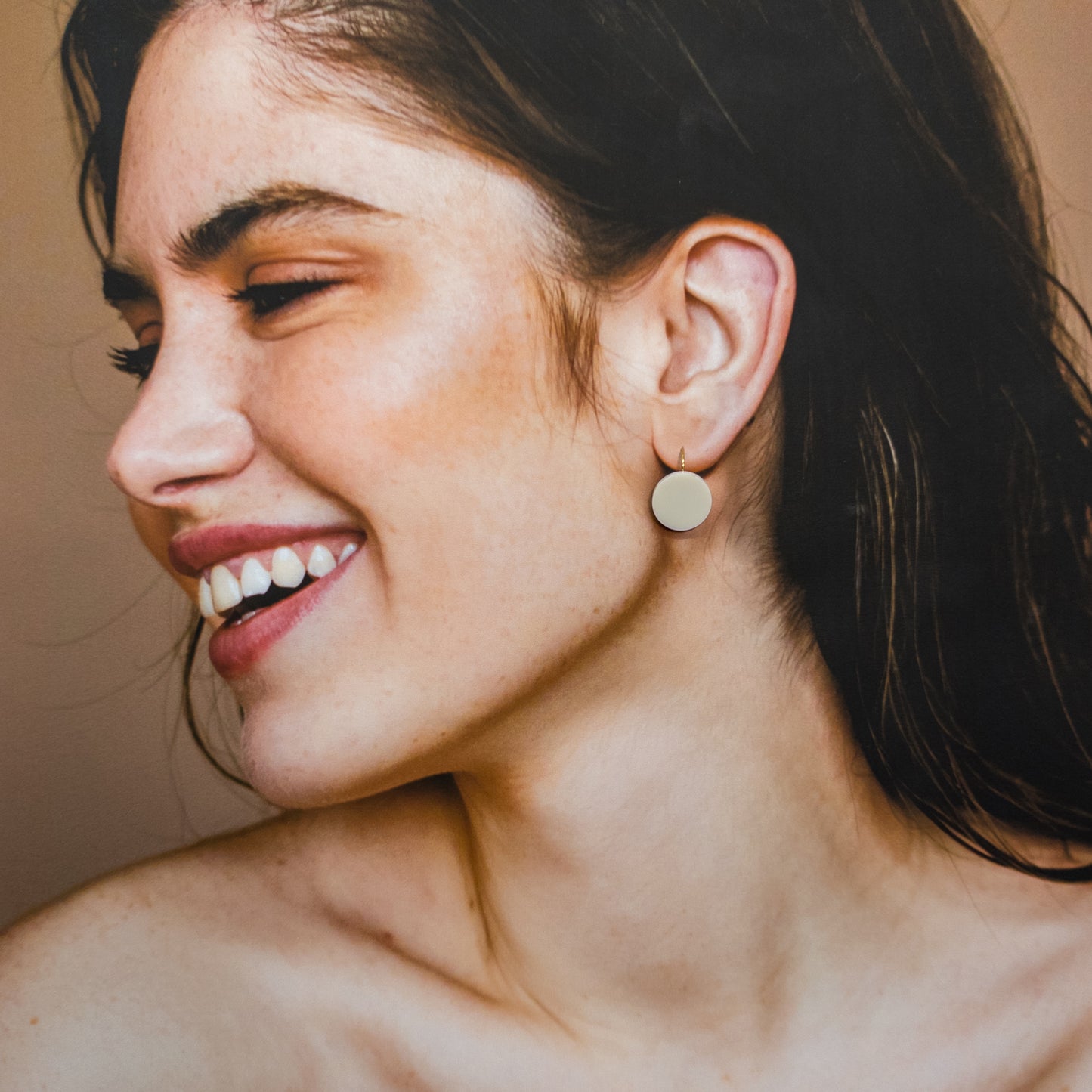 Orb Drop Earrings - Matte Ivory Beige