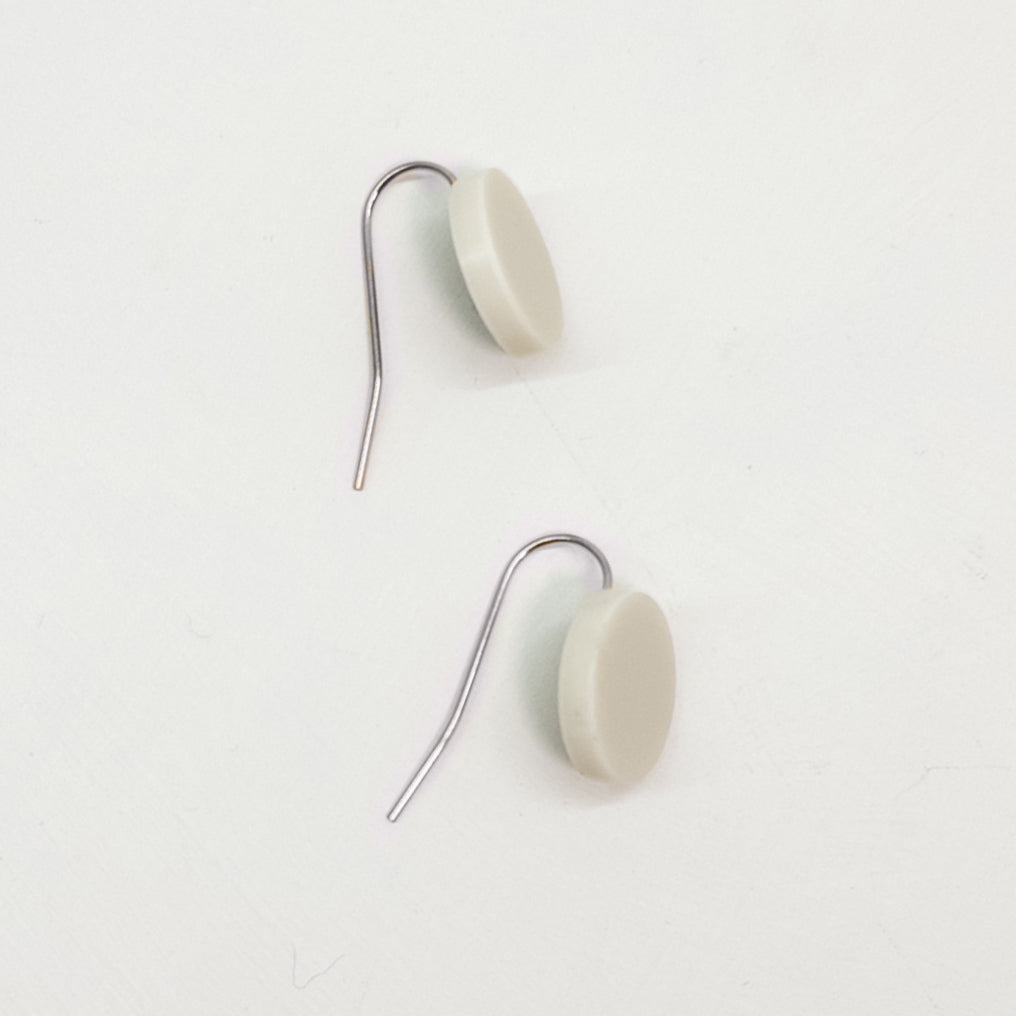 Orb Drop Earrings - Matte Ivory Beige - Mingled