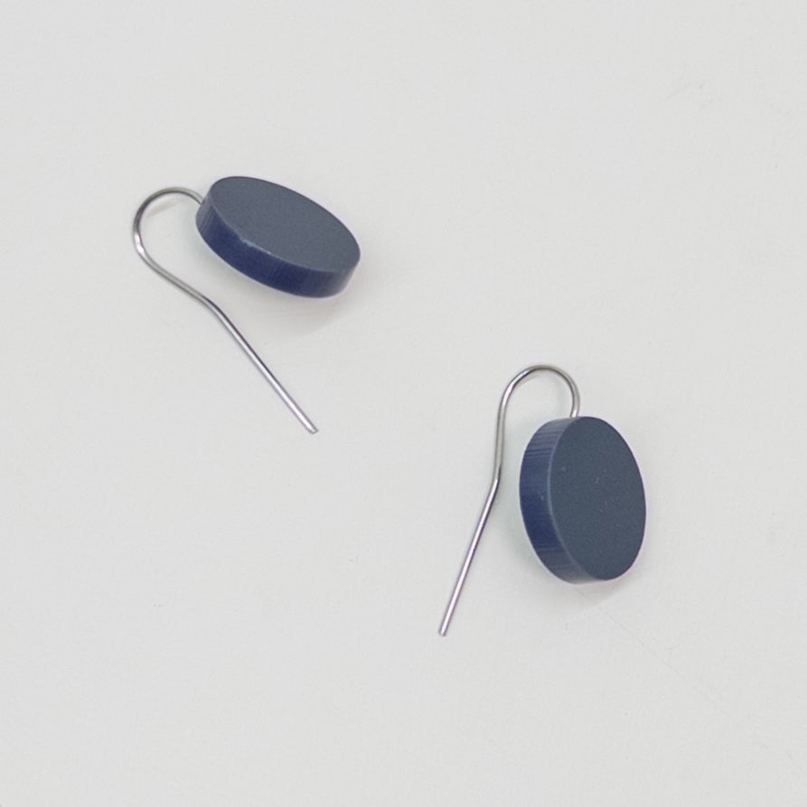Orb Drop Earrings - Matte Navy Blue