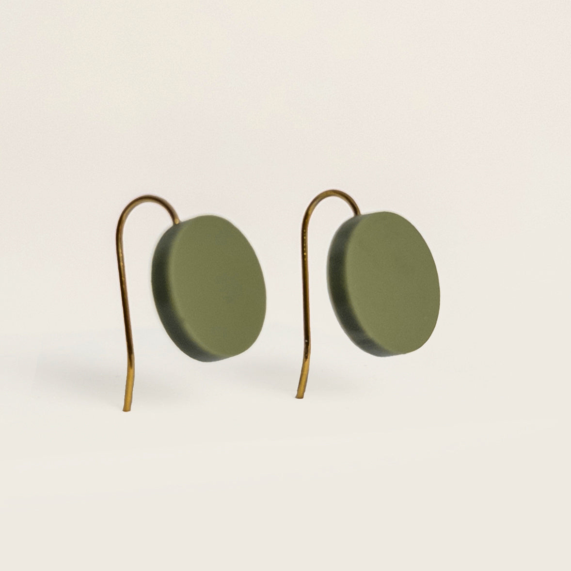 Orb Drop Earrings - Matte Olive Green