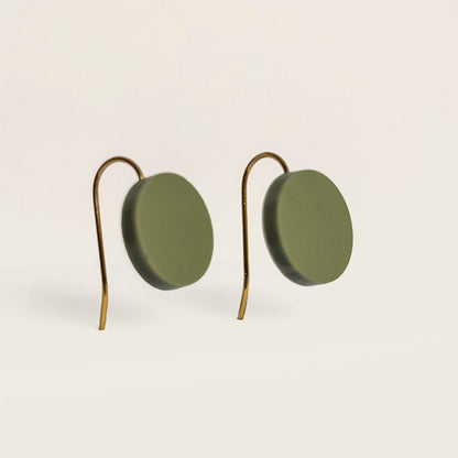 Orb Drop Earrings - Matte Olive Green - Mingled