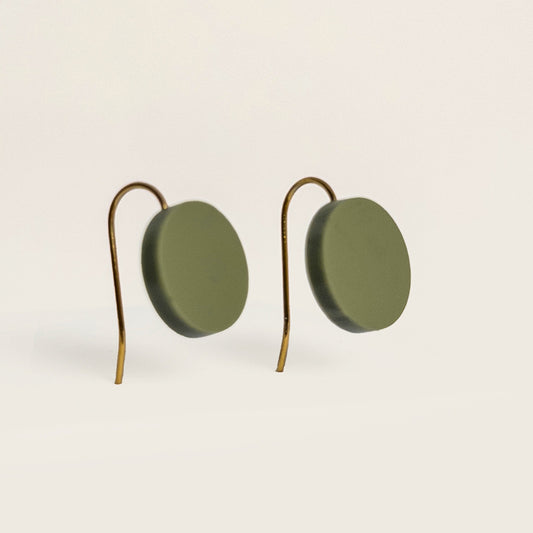 Orb Drop Earrings - Matte Olive Green