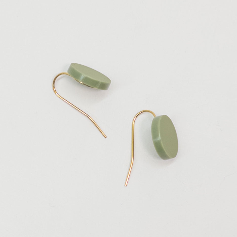 Orb Drop Earrings - Matte Olive Green