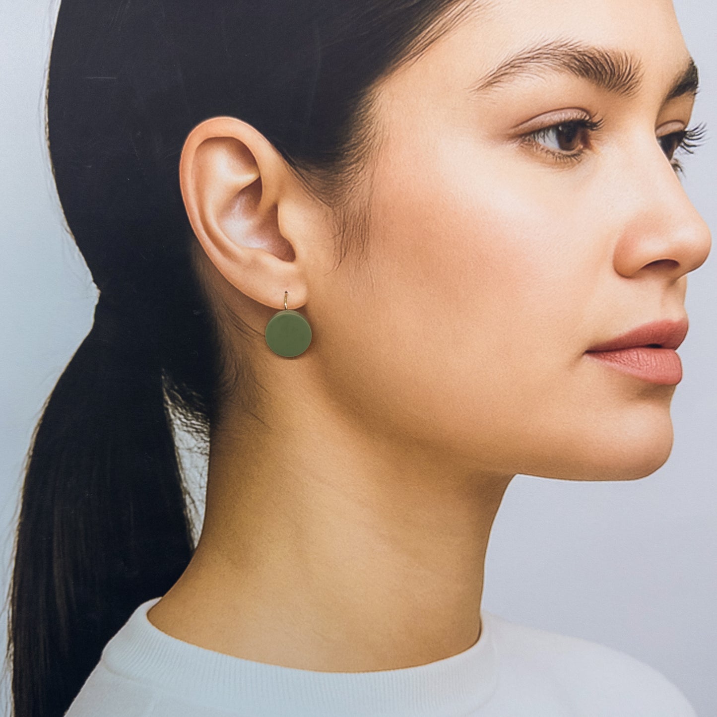 Orb Drop Earrings - Matte Olive Green