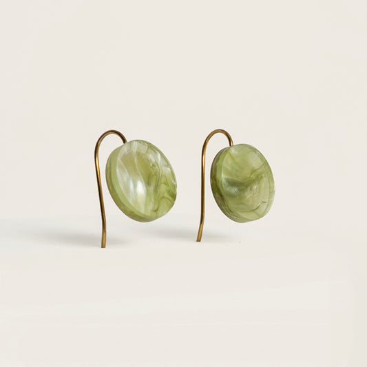 Orb Drop Earrings - Moss