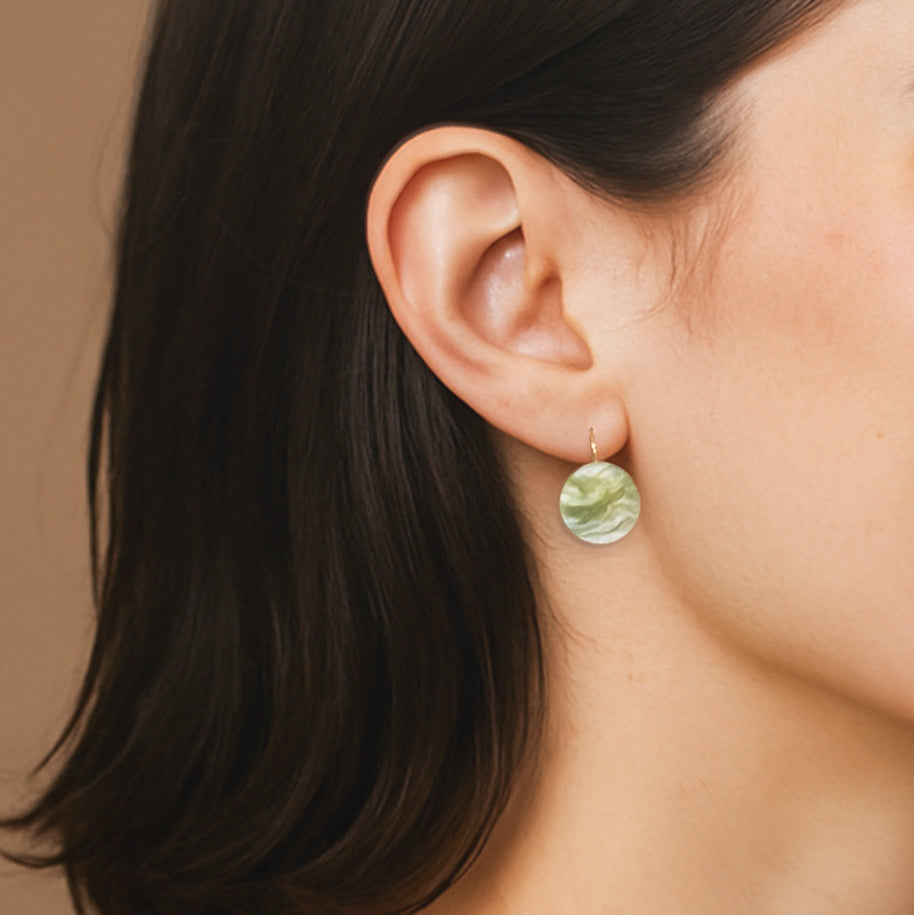 Orb Drop Earrings - Moss