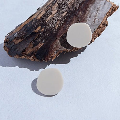 CLIP ON Organic Statement Stud Earrings - Matte Ivory Beige - Mingled