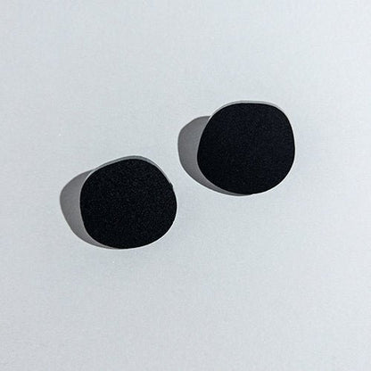 CLIP ON Organic Statement Stud Earrings - Matte Black - Mingled