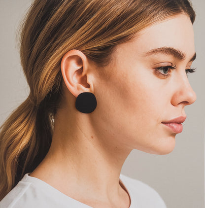 Organic Statement Stud Earrings - Matte Black - Mingled