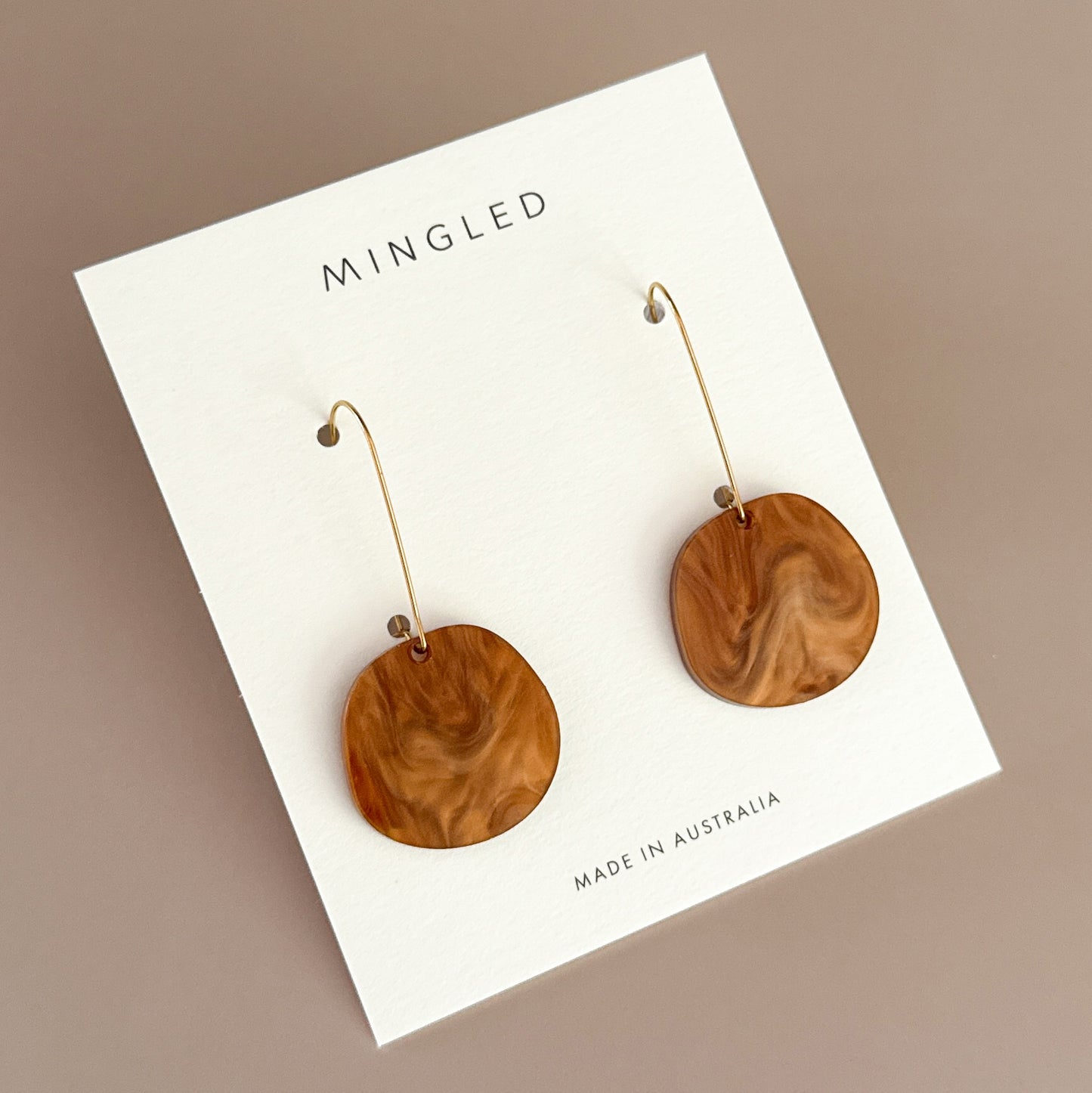 Organic Dangle Earrings - Caramel