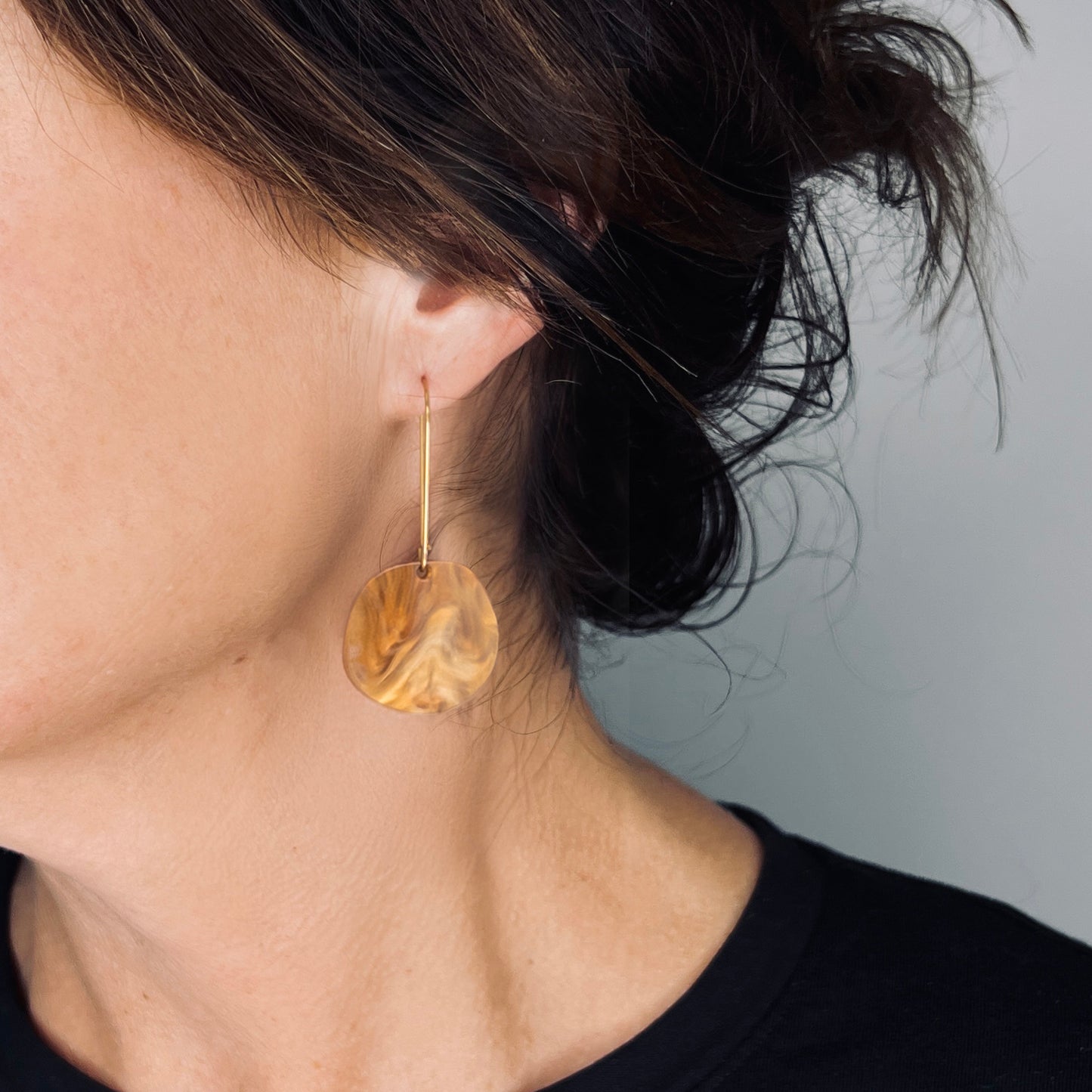 Organic Dangle Earrings - Caramel