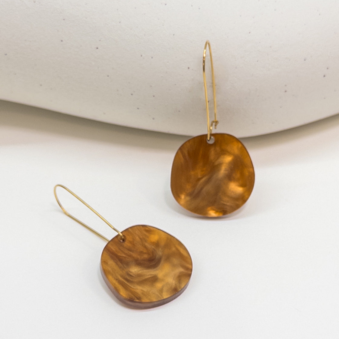 Organic Dangle Earrings - Caramel