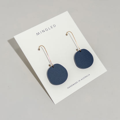 Organic Dangle - Matte Denim Blue Earrings - Mingled