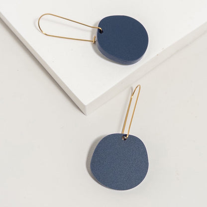 Organic Dangle - Matte Denim Blue Earrings - Mingled