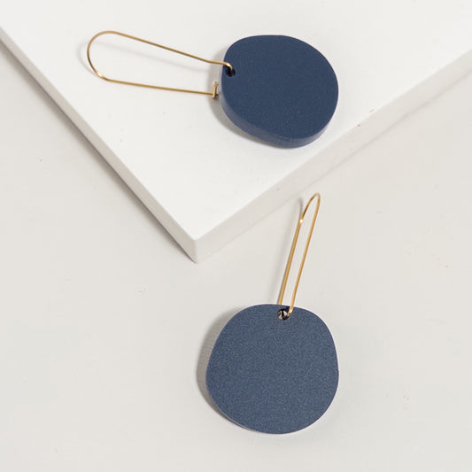 Organic Dangle Denim Blue Earrings
