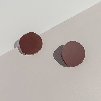 CLIP ON Organic Statement Stud Earrings - Matte Nutmeg Brown - Mingled