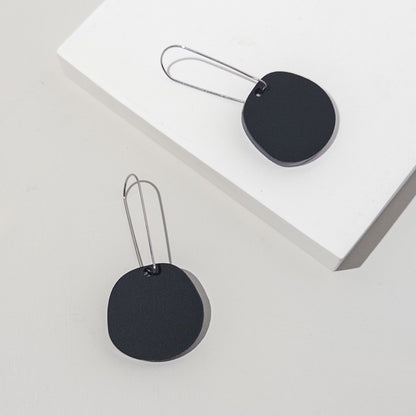 Organic Dangle Earrings - Matte Black - Mingled
