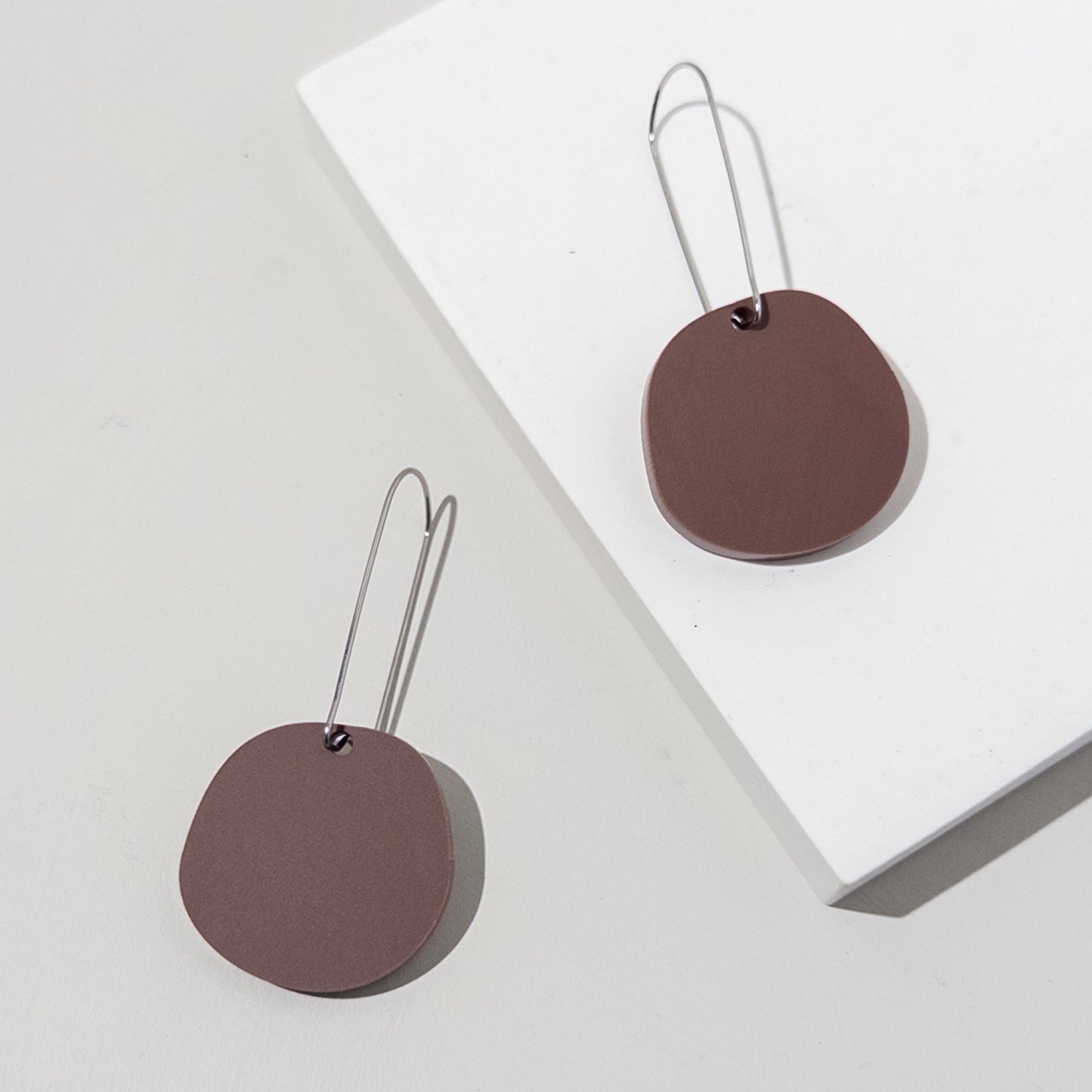 Organic Dangle Earrings - Burgundy