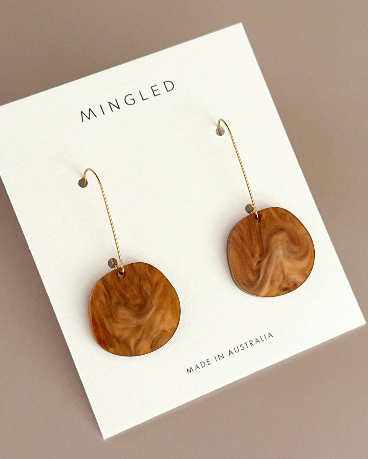 Organic Dangle Earrings - Caramel - Mingled