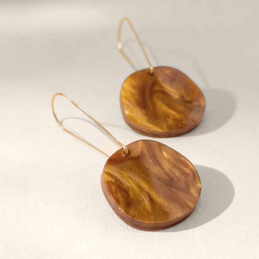 Organic Dangle Earrings - Caramel - Mingled