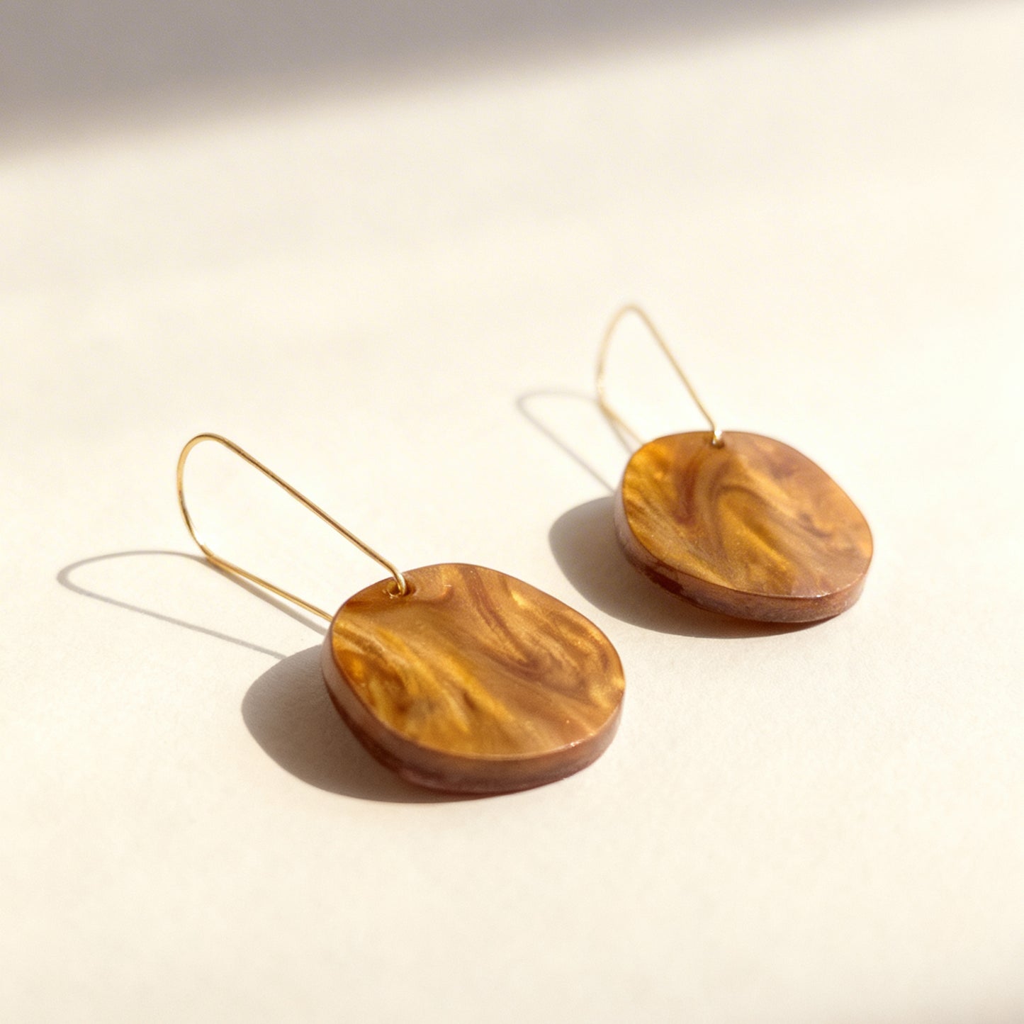 Organic Dangle Earrings - Caramel