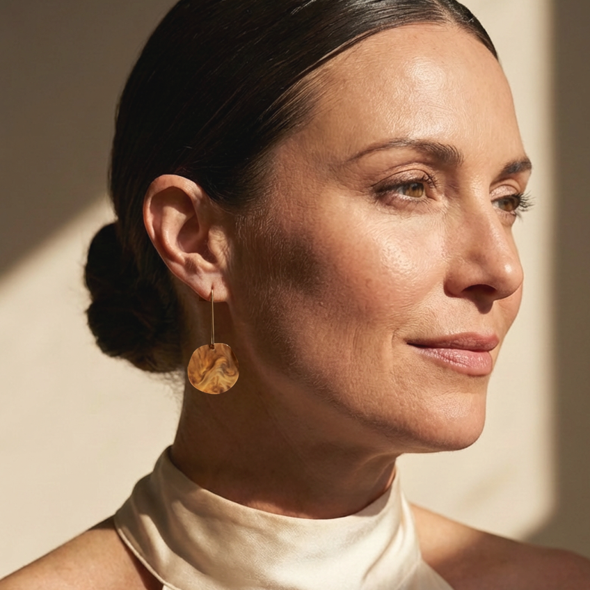 Organic Dangle Earrings - Caramel