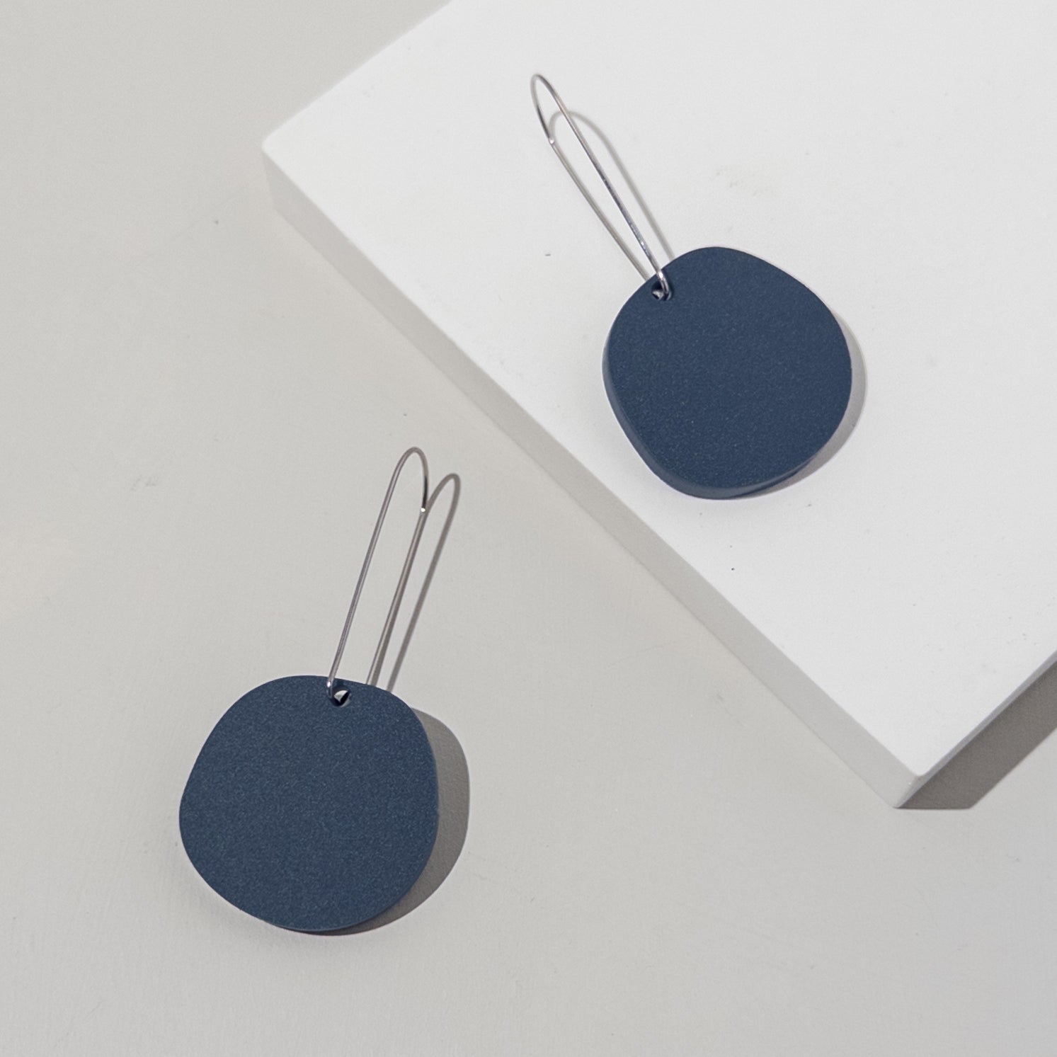 Organic Dangle - Matte Denim Blue Earrings - Mingled