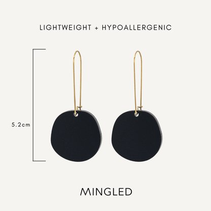 Organic Dangle Earrings - Matte Black - Mingled