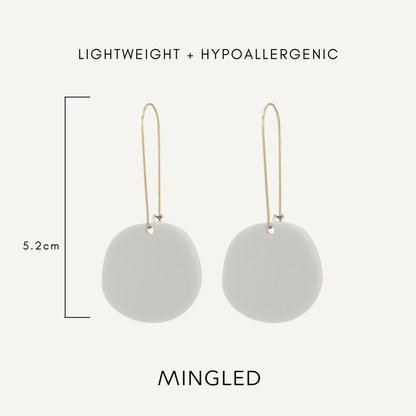 Organic Dangle Earrings - Matte Ivory Beige - Mingled