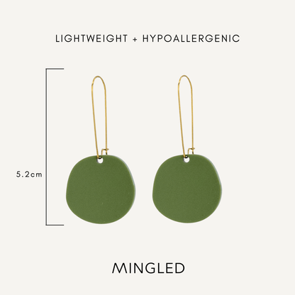 Organic Dangle Earrings - Matte Olive Green - Mingled