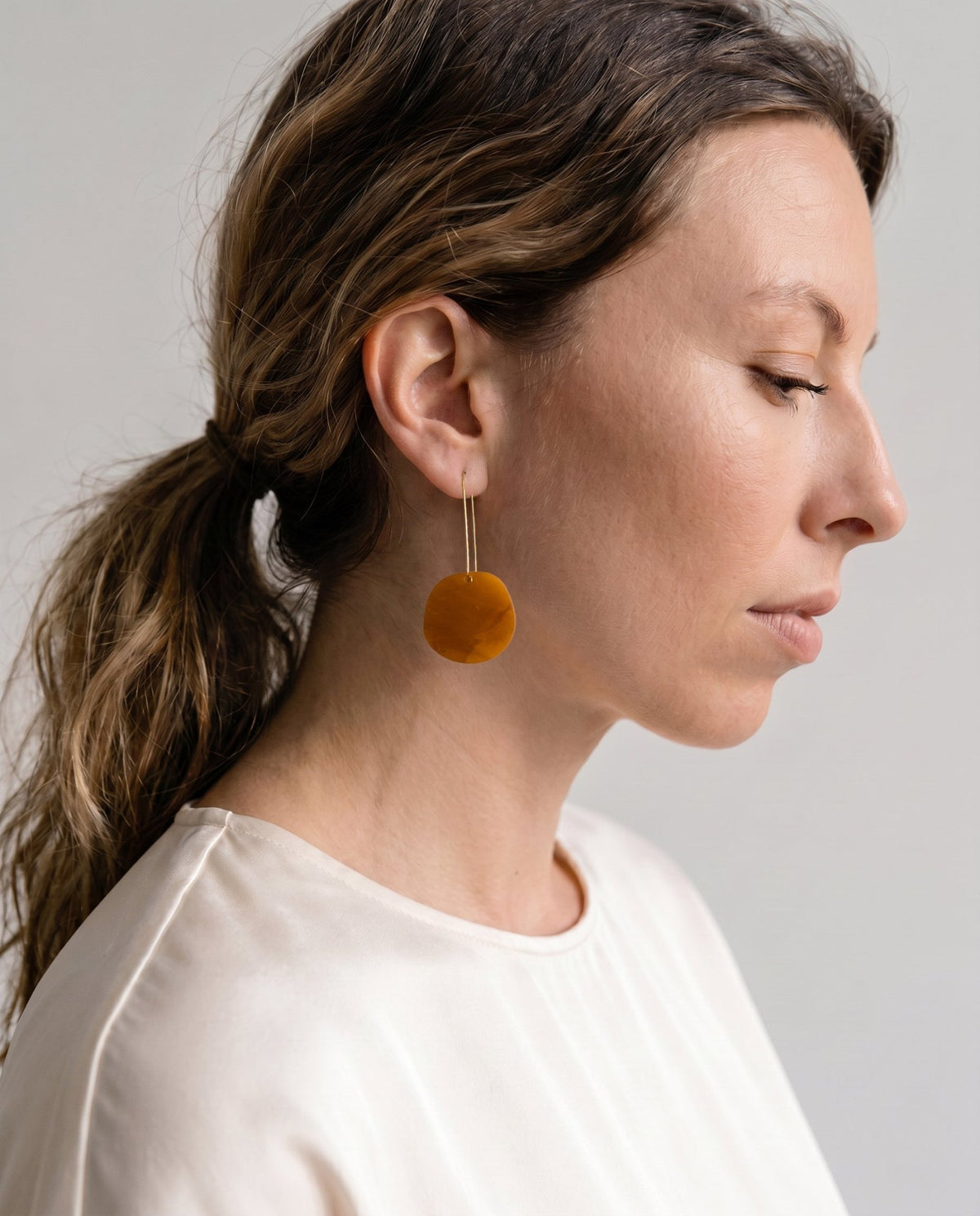 Organic Dangle Earrings - Smoked Amber - Mingled
