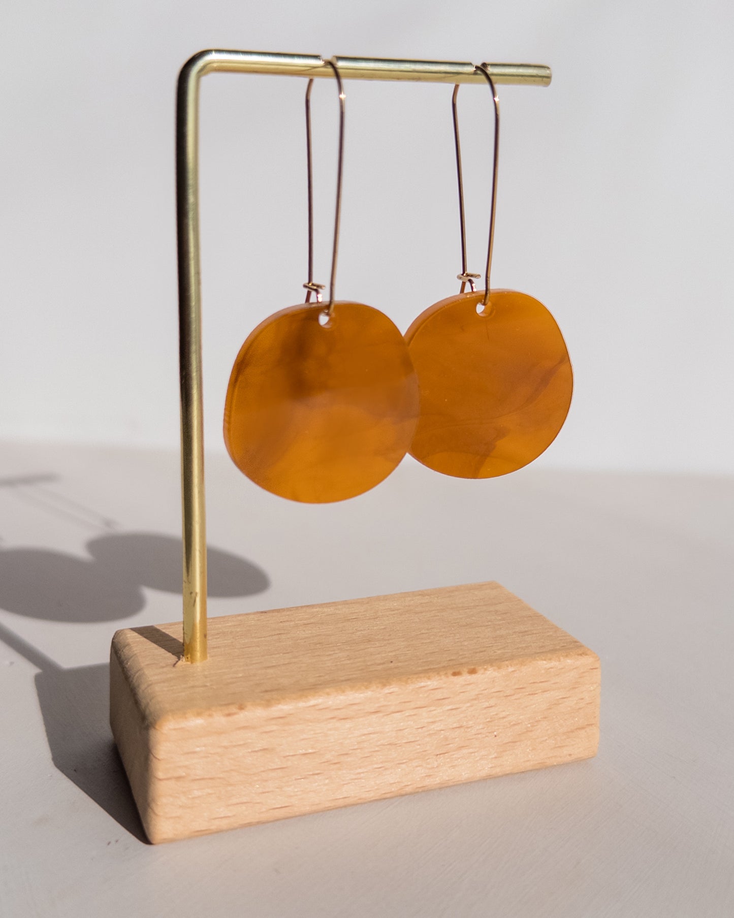 Organic Dangle Earrings - Smoked Amber