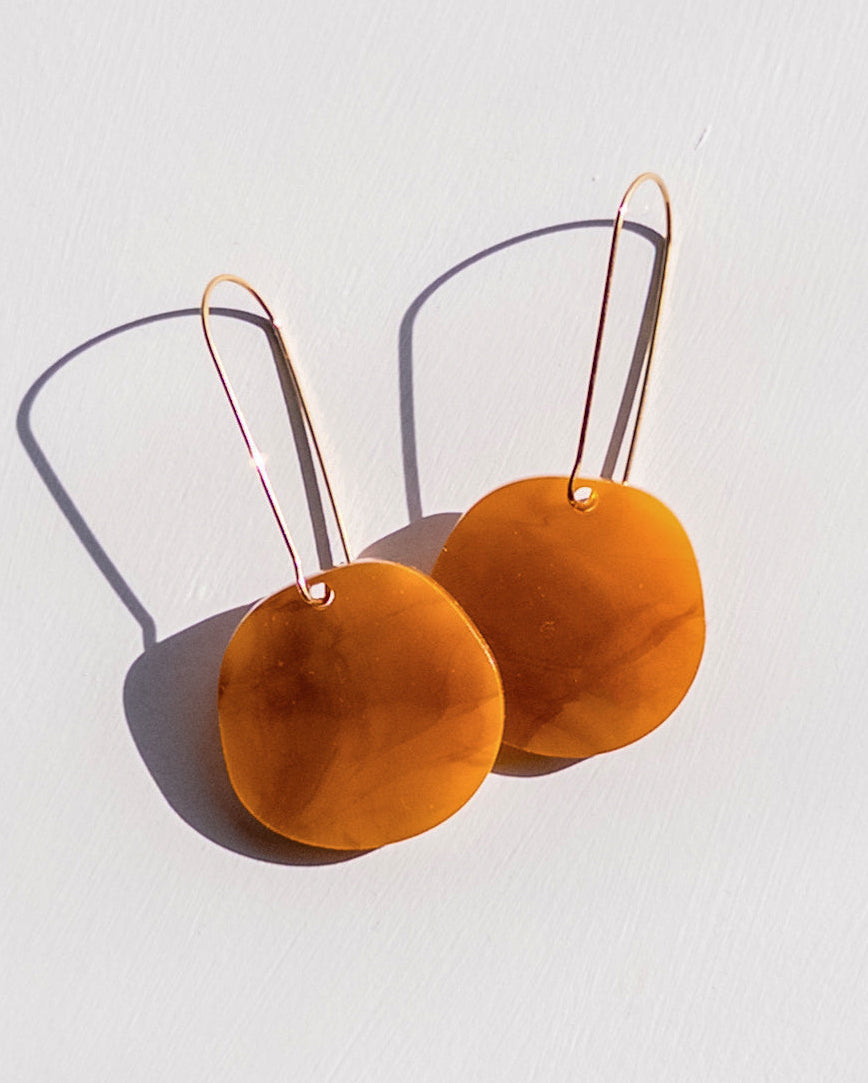 Organic Dangle Earrings - Smoked Amber