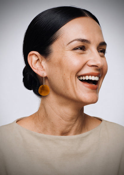 Organic Dangle Earrings - Smoked Amber