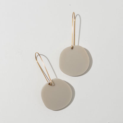 Organic Dangle Earrings - Matte Ivory Beige - Mingled