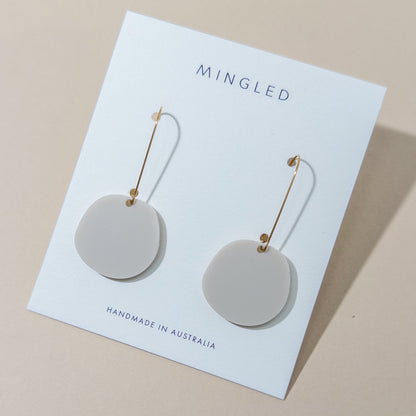 Organic Dangle Earrings - Matte Ivory Beige - Mingled