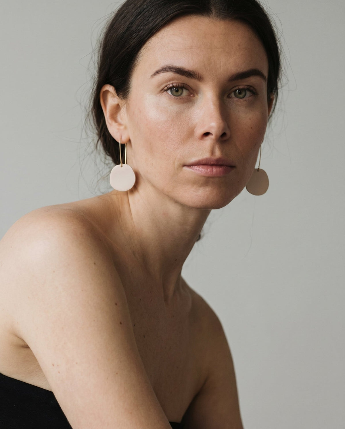 Organic Dangle Earrings - Matte Ivory Beige - Mingled