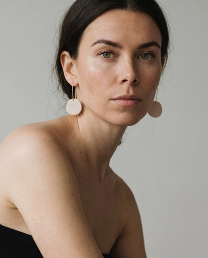 Organic Dangle Earrings - Matte Ivory Beige - Mingled