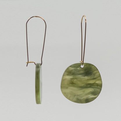 Organic Dangle Earrings - Moss - Mingled