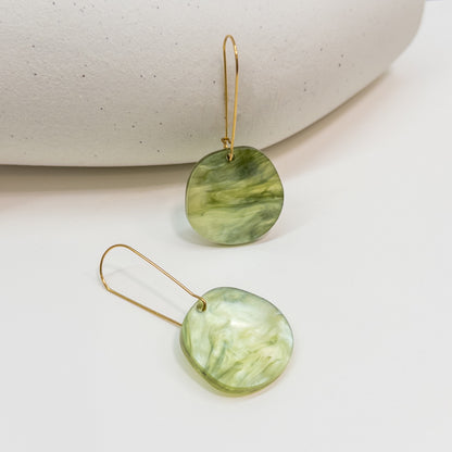 Organic Dangle Earrings - Moss - Mingled
