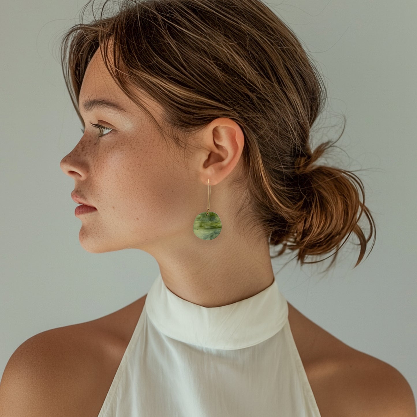 Organic Dangle Earrings - Moss