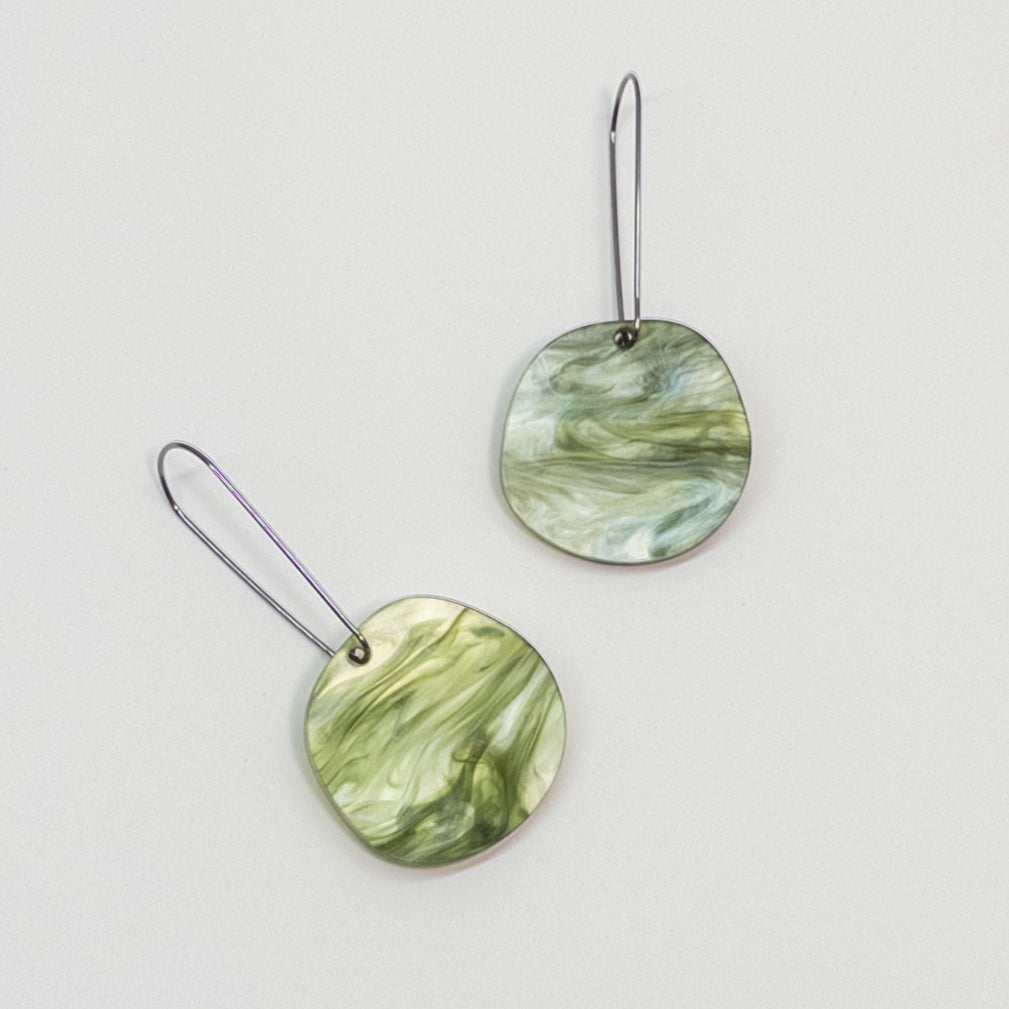 Organic Dangle Earrings - Moss - Mingled