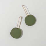 Organic Dangle Earrings - Matte Olive Green